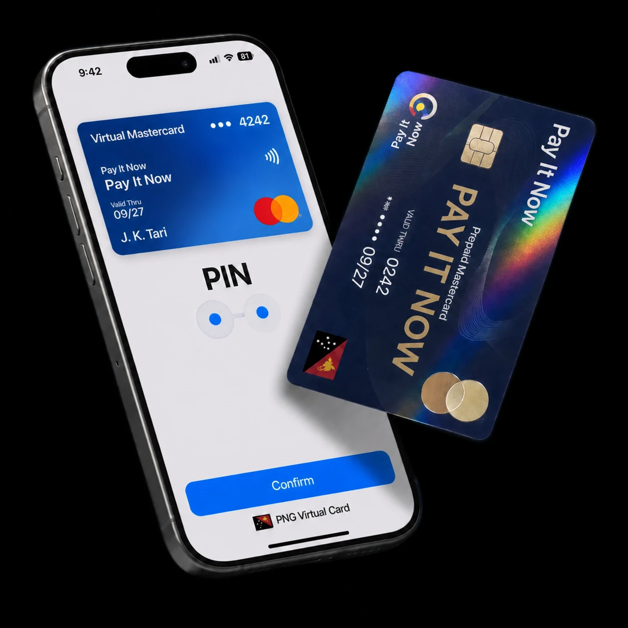Pay It Now virtual debit card and PIN app card controls